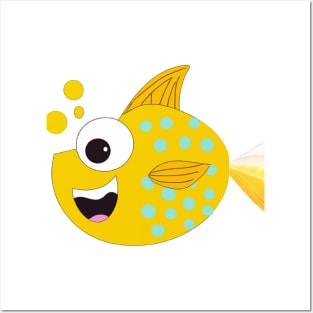 Cute Fish Drawing Posters and Art